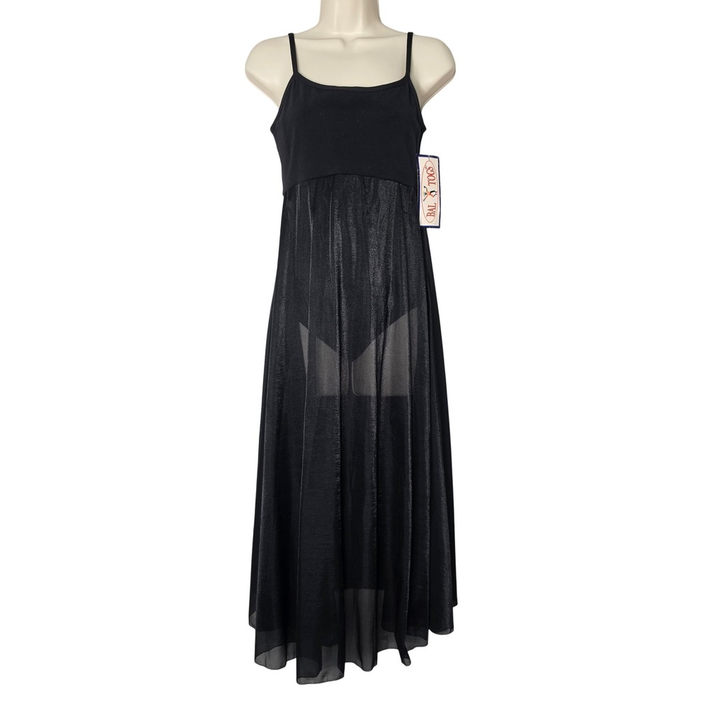 Bal Togs Dress XL Black Lyrical Dance Sheer Shimmer Bodysuit Midi Balletcore NEW